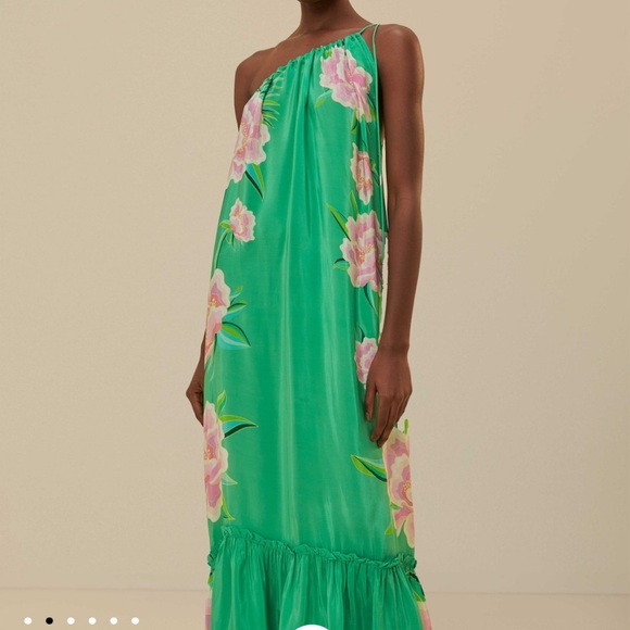Farm Rio Floral Vibing Satin Maxi Dress M - Picture 2 of 11